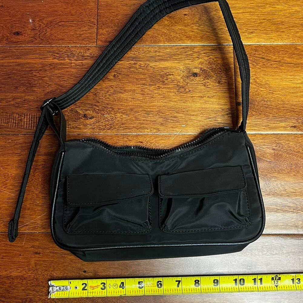 Black nylon crossbody bag with - Picture 3 of 3
